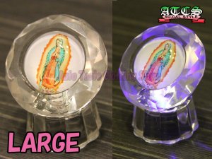 画像1: 【SALE】クリスタル＆LED　マリア様置き物【丸型・大タイプ】