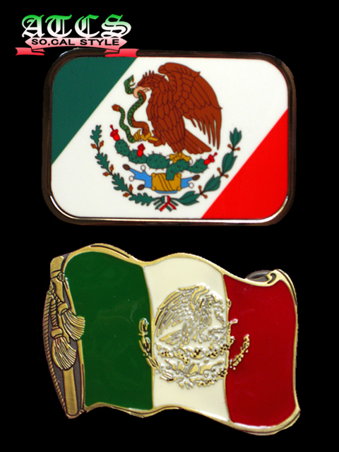 画像1: メキシコ国旗バックル【全2タイプ】ベルト付き