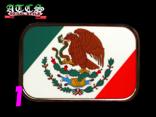 画像: メキシコ国旗バックル【全2タイプ】ベルト付き
